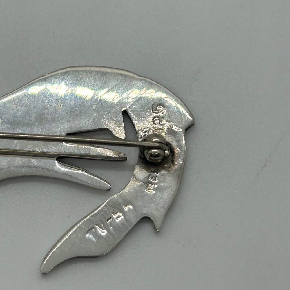 Vintage Sterling Silver Cat Brooch Pin 925 Mexico Handmade 2 Inches 1989 - Picture 7 of 11